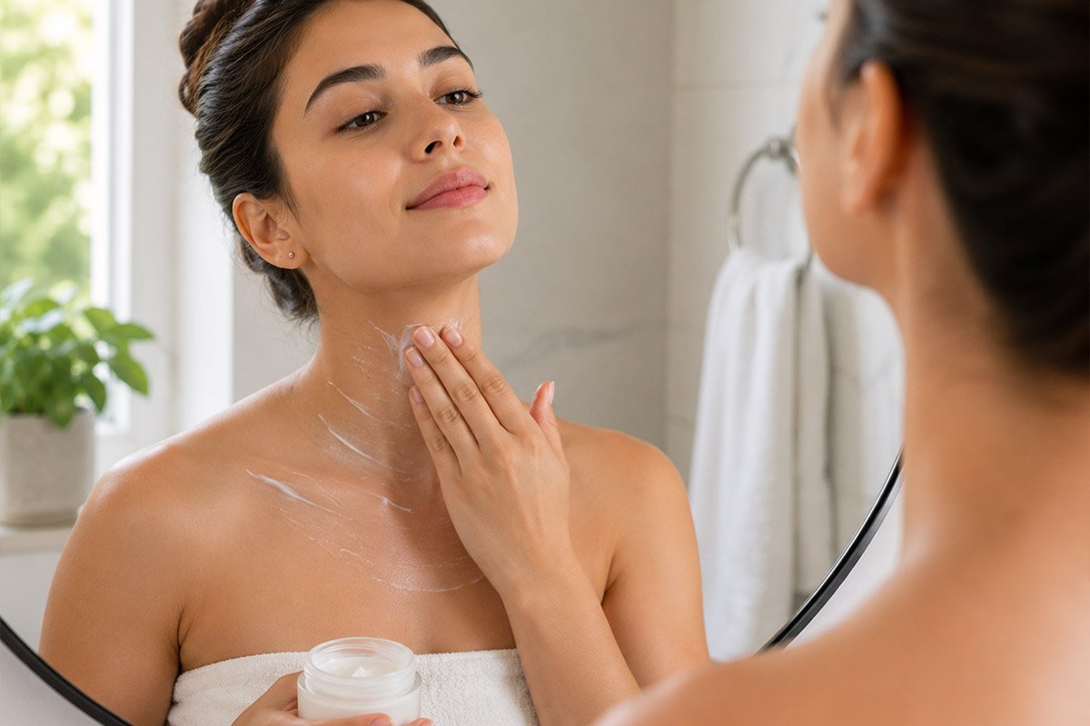 A-person-applying-moisturizer-to-their-neck