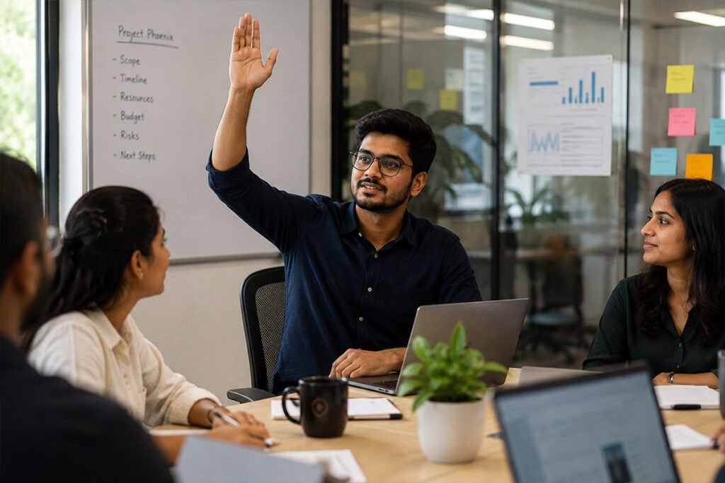 person-raising-their-hand-during-a-team-meeting