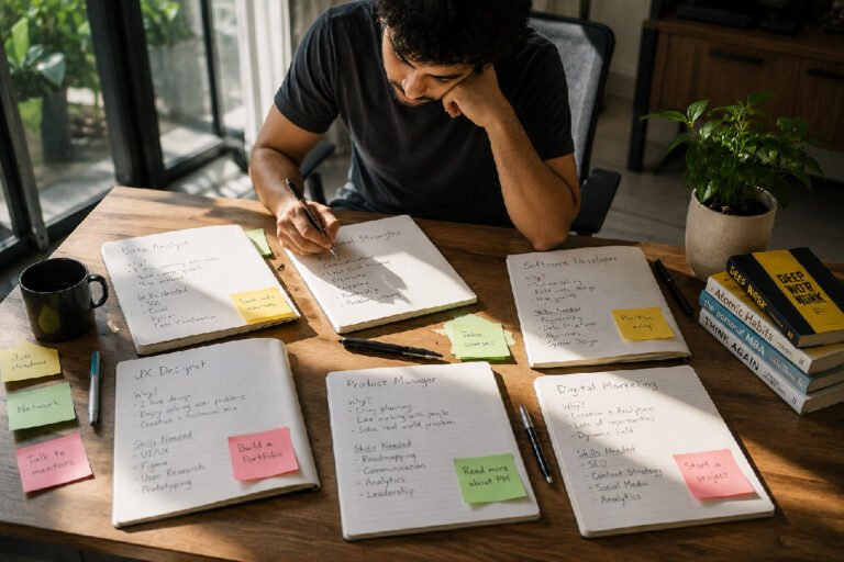 person-surrounded-by-several-open-notebooks